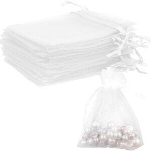Organza Bags, White Organza Bags, 50Pcs, Sheer Organzas Bag 3 x 4 inch, Jewelry